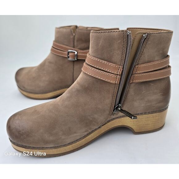 Dansko Brooks Ankle Platform Bootie Taupe Burnished Nubuck Women's 38 (7.5-8 US) - Picture 11 of 11
